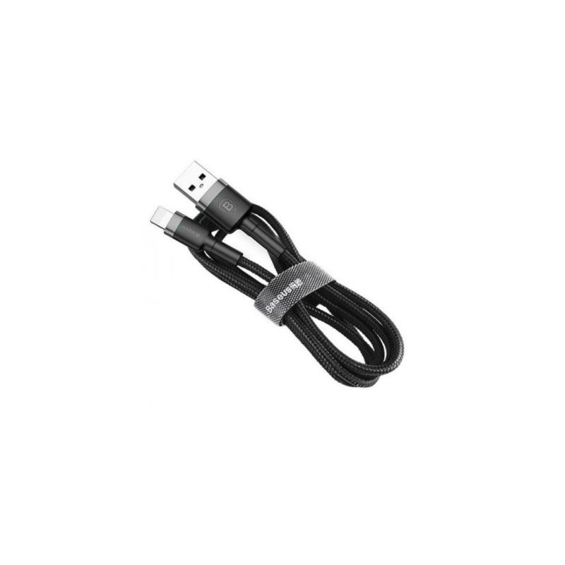Дата кабель USB 2.0 AM to Lightning 1.0m Cafule 2.4A gray+black Baseus (CALKLF-BG1)
