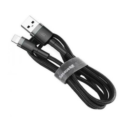 Дата кабель USB 2.0 AM to Lightning 1.0m Cafule 2.4A gray+black Baseus (CALKLF-BG1)