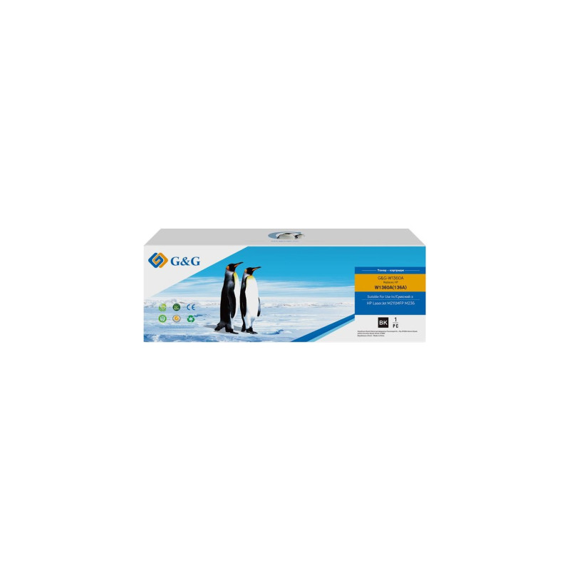 Картридж G&G HP 136A LJ M211/M212/M236 Black (1150 ст) AO-чип (G&G-W1360A_NC)