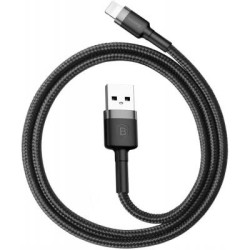 Дата кабель USB 2.0 AM to Lightning 0.5m Cafule 2.4A grey+black Baseus (CALKLF-AG1)