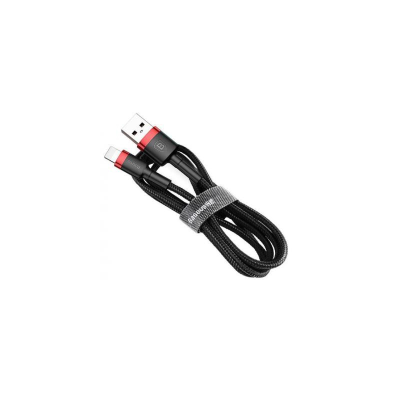 Дата кабель USB 2.0 AM to Lightning 0.5m Cafule 2.4A red+black Baseus (CALKLF-A19)
