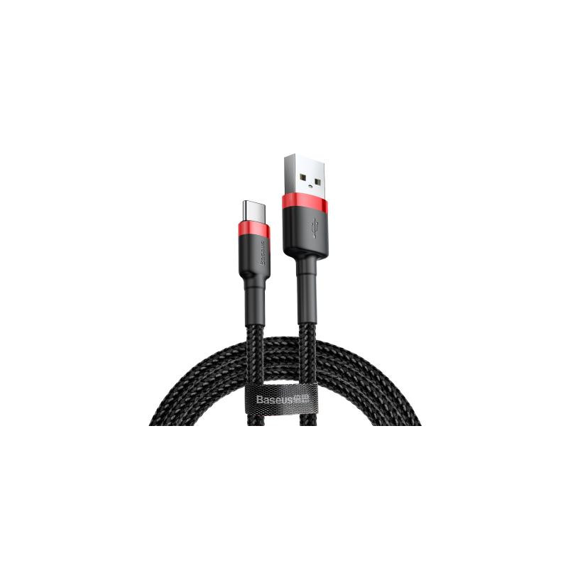 Дата кабель USB 2.0 AM to USB-C 1.0m Cafule 3A red+black Baseus (CATKLF-B91)