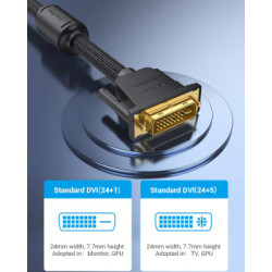 Кабель мультимедійний DVI M to DVI M 8.0m 24+1pin 2K60Hz ferrite Vention (EAEBK)