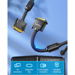 Кабель мультимедійний DVI M to DVI M 8.0m 24+1pin 2K60Hz ferrite Vention (EAEBK)