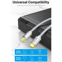 Кабель мультимедійний HDMI M to HDMI M 2.0m V2.1 8K60Hz silver Vention (ALCIH)