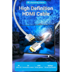 Кабель мультимедійний HDMI M to HDMI M 2.0m V2.1 8K60Hz silver Vention (ALCIH)