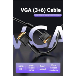 Кабель мультимедійний VGA M to VGA M 2.0m ferrite Vention (DAEBH)