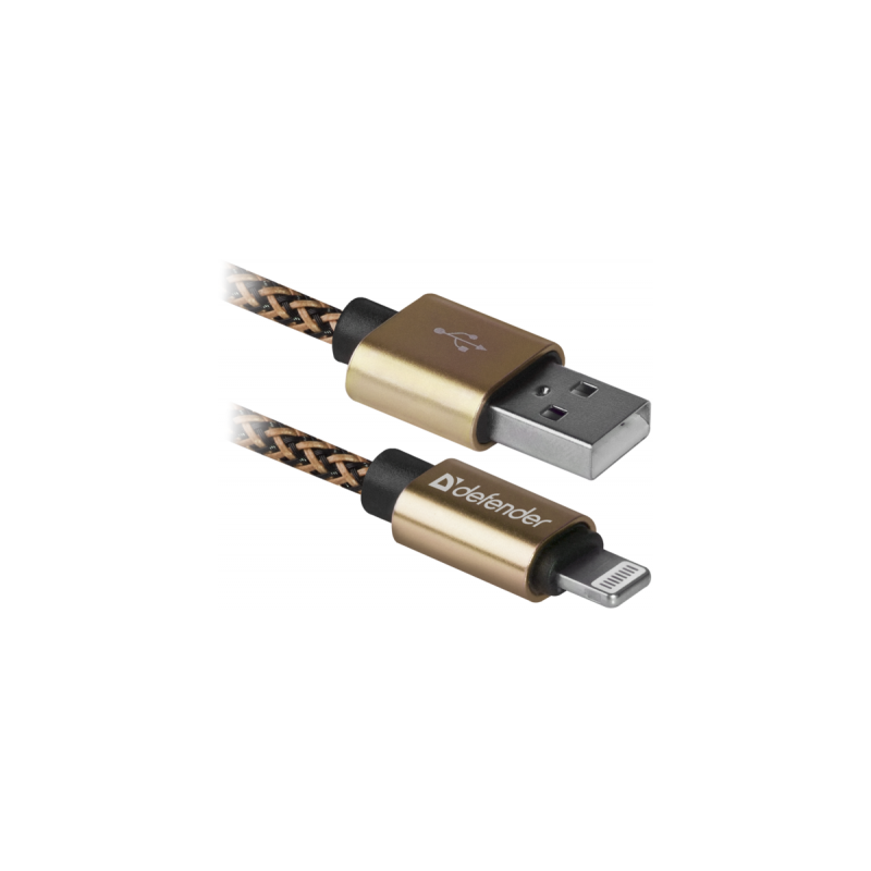 Дата кабель USB 2.0 AM to Lightning 1.0m gold Defender (87806)