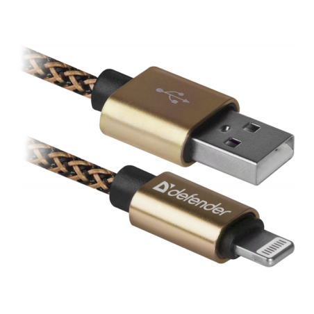 Дата кабель USB 2.0 AM to Lightning 1.0m gold Defender (87806)