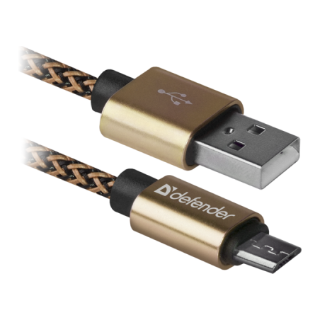 Дата кабель USB 2.0 AM to Micro 5P 1.0m USB08-03T gold Defender (87800)