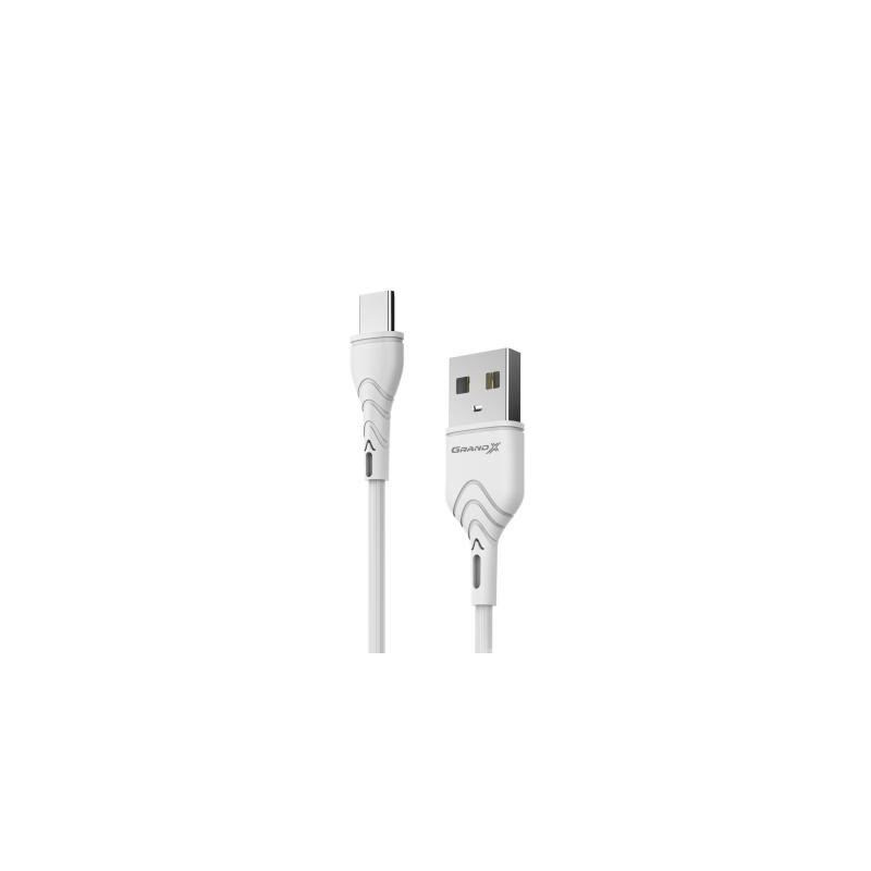 Дата кабель USB 2.0 AM to USB-C 1.0m White Grand-X (PC-03W)
