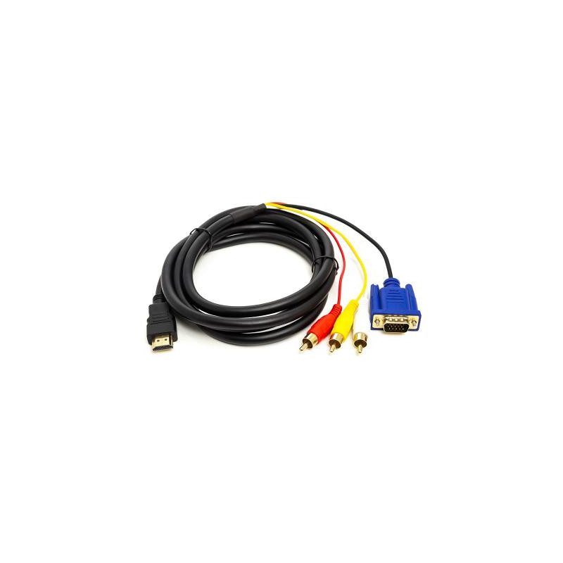 Кабель мультимедійний HDMI M to VGA M + 3xRCA M 1.0m 1080p PowerPlant (CA912018)