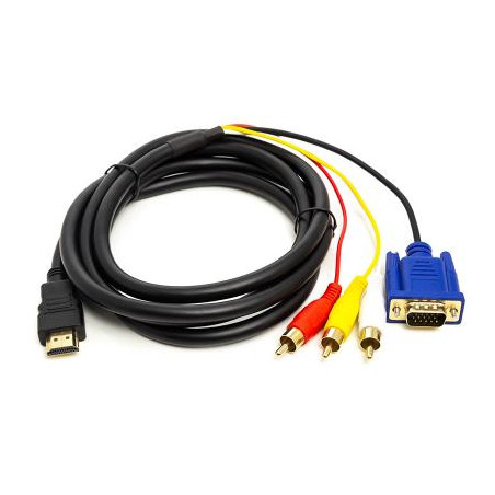 Кабель мультимедійний HDMI M to VGA M + 3xRCA M 1.0m 1080p PowerPlant (CA912018)