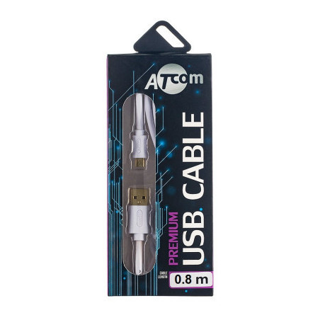 Дата кабель USB 2.0 AM to Micro 5P 1.8m white Atcom (16122)
