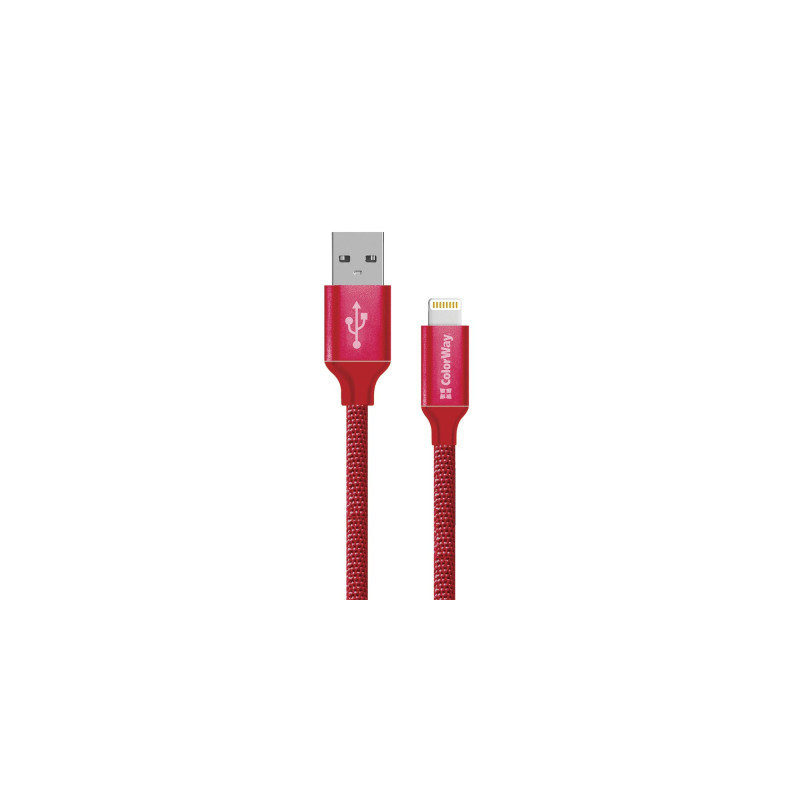 Дата кабель USB 2.0 AM to Lightning 2.0m red ColorWay (CW-CBUL007-RD)