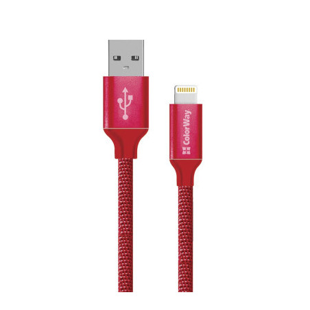 Дата кабель USB 2.0 AM to Lightning 2.0m red ColorWay (CW-CBUL007-RD)