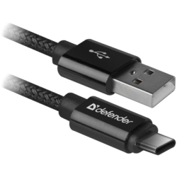 Дата кабель USB 2.0 AM to USB-C 1.0m PRO Black Defender (87814)