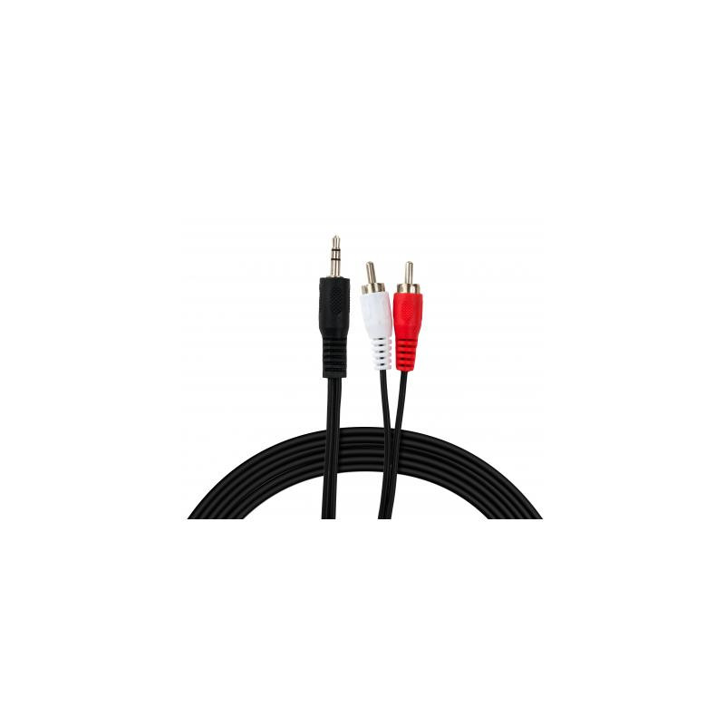 Кабель мультимедійний 3.5mm M to 2xRCA M 5.0m Vinga (VCPDCJ35MRCA25BK)