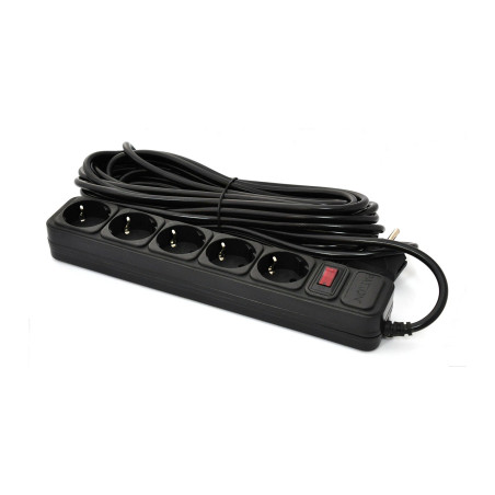 Мережевий фільтр живлення Patron 10 m3*1mm2 (SP-10510) 5 розеток BLACK (EXT-PN-SP-10510)
