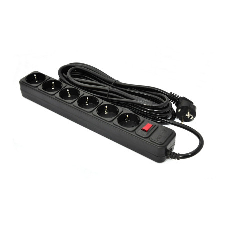 Мережевий фільтр живлення Patron 5.0 m, 3*1.5mm2 (SP-1655) 6 розеток BLACK (EXT-PN-SP-1665)