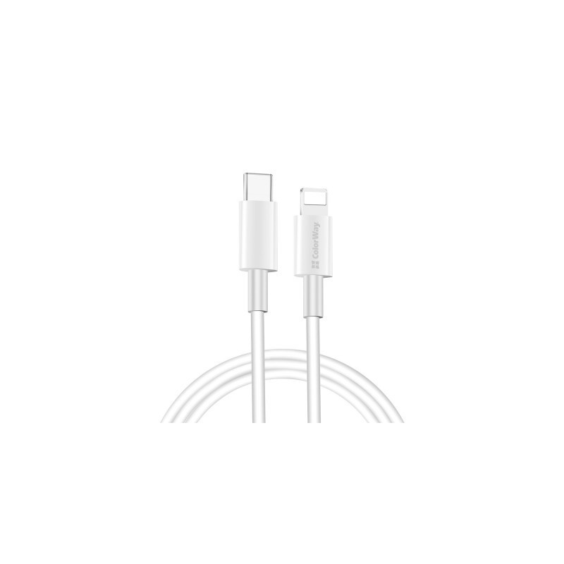 Дата кабель USB-C to Lightning 1.0m 3A white ColorWay (CW-CBPDCL032-WH)