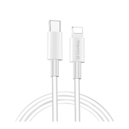 Дата кабель USB-C to Lightning 1.0m 3A white ColorWay (CW-CBPDCL032-WH)