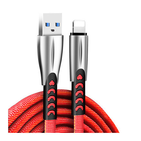 Дата кабель USB 2.0 AM to Lightning 1.0m zinc alloy red ColorWay (CW-CBUL010-RD)