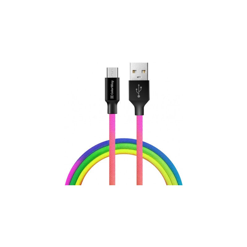 Дата кабель USB 2.0 AM to Micro 5P 1.0m multicolor ColorWay (CW-CBUM017-MC)