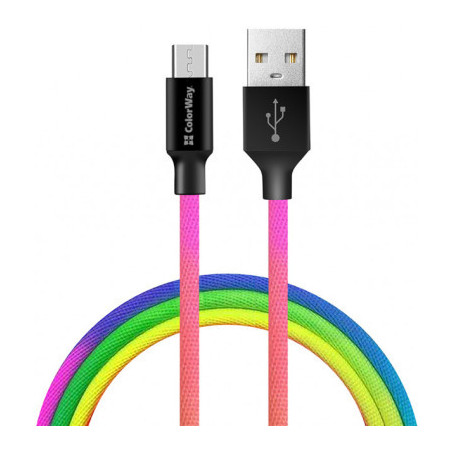 Дата кабель USB 2.0 AM to Micro 5P 1.0m multicolor ColorWay (CW-CBUM017-MC)