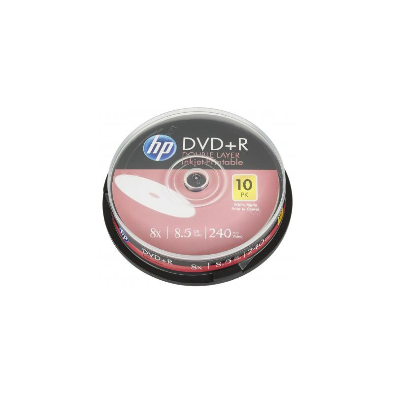Диск DVD HP DVD+R 8.5GB 8X DL IJ PRINT 10шт Spindle (69306/DRE00060WIP-3)