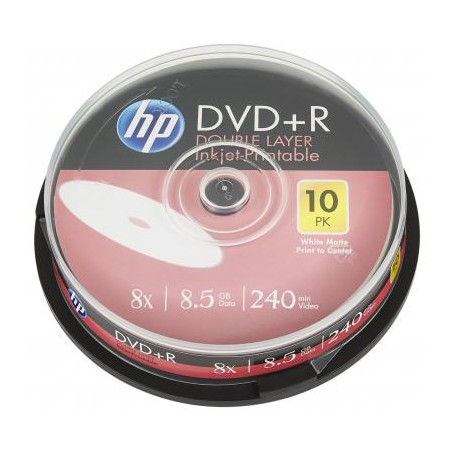 Диск DVD HP DVD+R 8.5GB 8X DL IJ PRINT 10шт Spindle (69306/DRE00060WIP-3)