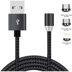 Дата кабель USB 2.0 AM to Lightning + Micro 5P + USB-C 1.2m Magneto bla XoKo (SC-350MGNT-BK)