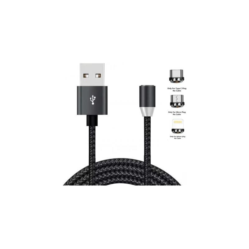 Дата кабель USB 2.0 AM to Lightning + Micro 5P + USB-C 1.2m Magneto bla XoKo (SC-350MGNT-BK)