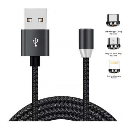 Дата кабель USB 2.0 AM to Lightning + Micro 5P + USB-C 1.2m Magneto bla XoKo (SC-350MGNT-BK)