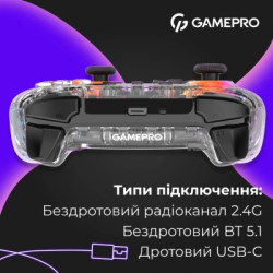 Геймпад GamePro GPX13T 2.4G/BT 5.1/USB/PC/iOS/Android RGB Transparent (GPX13T)