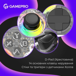 Геймпад GamePro GPX13T 2.4G/BT 5.1/USB/PC/iOS/Android RGB Transparent (GPX13T)