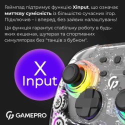 Геймпад GamePro GPX13T 2.4G/BT 5.1/USB/PC/iOS/Android RGB Transparent (GPX13T)