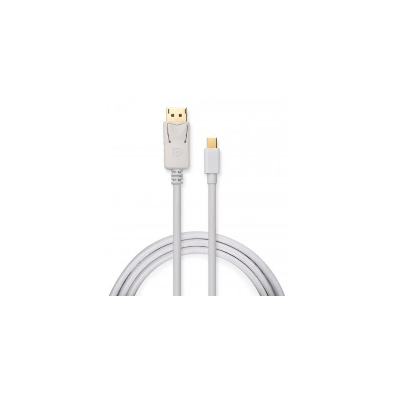 Кабель мультимедійний miniDisplayPort M to Display Port M 1.8m 4K white Vinga (VCPMDPDP1.8WH)