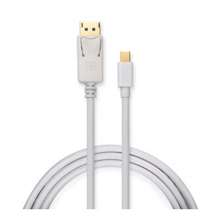 Кабель мультимедійний miniDisplayPort M to Display Port M 1.8m 4K white Vinga (VCPMDPDP1.8WH)