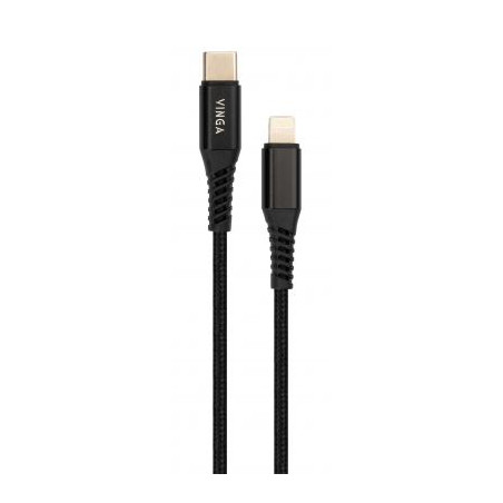 Дата кабель USB-C to Lightning 1.0m 3A 18W nylon braided black Vinga (VCPTCL3ANBK)
