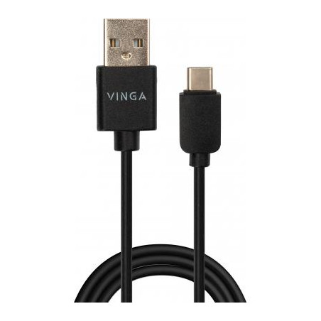 Дата кабель USB 2.0 AM to USB-C 1.0m 3A 18W PVC black Vinga (VCPUSBTC3ABK)