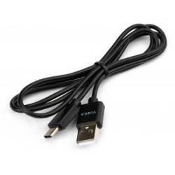 Дата кабель USB 2.0 AM to USB-C 1.0m 3A 18W PVC black Vinga (VCPUSBTC3ABK)