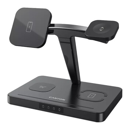 Зарядний пристрій Canyon wireless charger WS-404 15W 4in1 Black (CNS-WCS404)