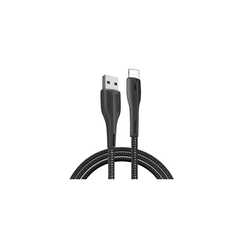 Дата кабель USB 2.0 AM to Lightning 1.0m led black ColorWay (CW-CBUL034-BK)