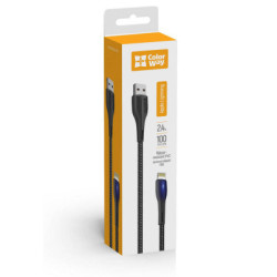 Дата кабель USB 2.0 AM to Lightning 1.0m led black ColorWay (CW-CBUL034-BK)