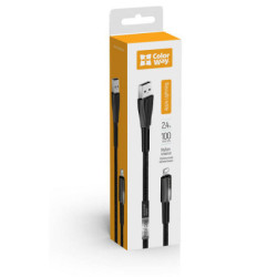Дата кабель USB 2.0 AM to Lightning 1.0m zinc alloy + led black ColorWay (CW-CBUL035-BK)