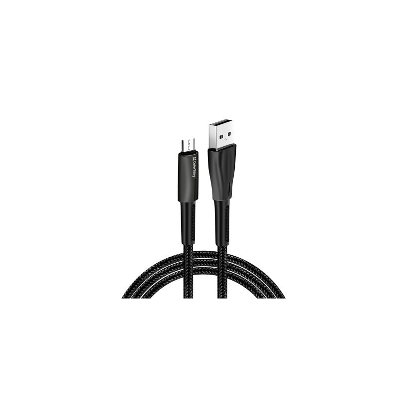 Дата кабель USB 2.0 AM to Micro 5P 1.0m zinc alloy + led black ColorWay (CW-CBUM035-BK)