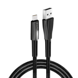 Дата кабель USB 2.0 AM to USB-C 1.0m zinc alloy + led black ColorWay (CW-CBUC035-BK)