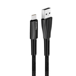 Дата кабель USB 2.0 AM to USB-C 1.0m zinc alloy + led black ColorWay (CW-CBUC035-BK)