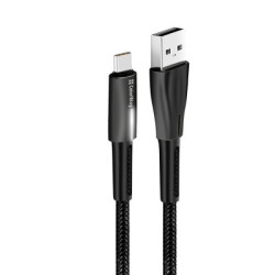 Дата кабель USB 2.0 AM to USB-C 1.0m zinc alloy + led black ColorWay (CW-CBUC035-BK)